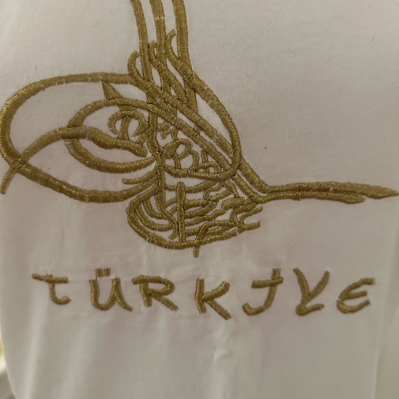TURKEY T SHIRT NWOT SIZE SMALL GOLD METALLIC EMBROIDERY - Picture 2 of 5